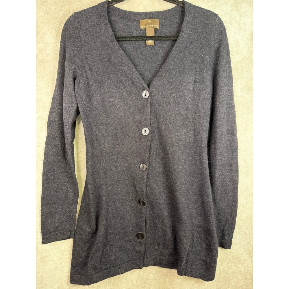 Fenn Wright Manson Cardigan Women S Grey Angora Wool Blend V-Neck Longline